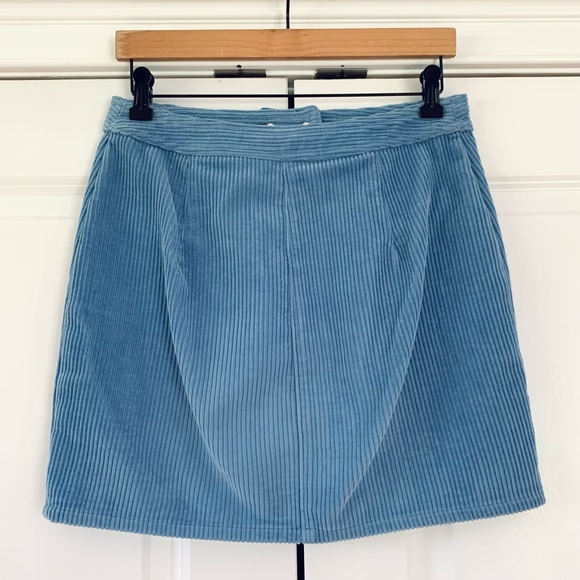 Rag & Bone Skirt Blue Corduroy Straight Cut Moto Biker Zip Front Mini Size 6 - Picture 3 of 7